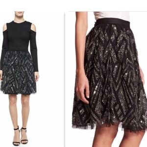 Parker Metallic Switch Geometric Beaded Skirt L